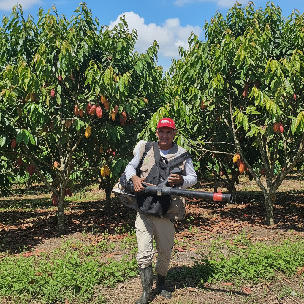 fumigando sembrio de cacao