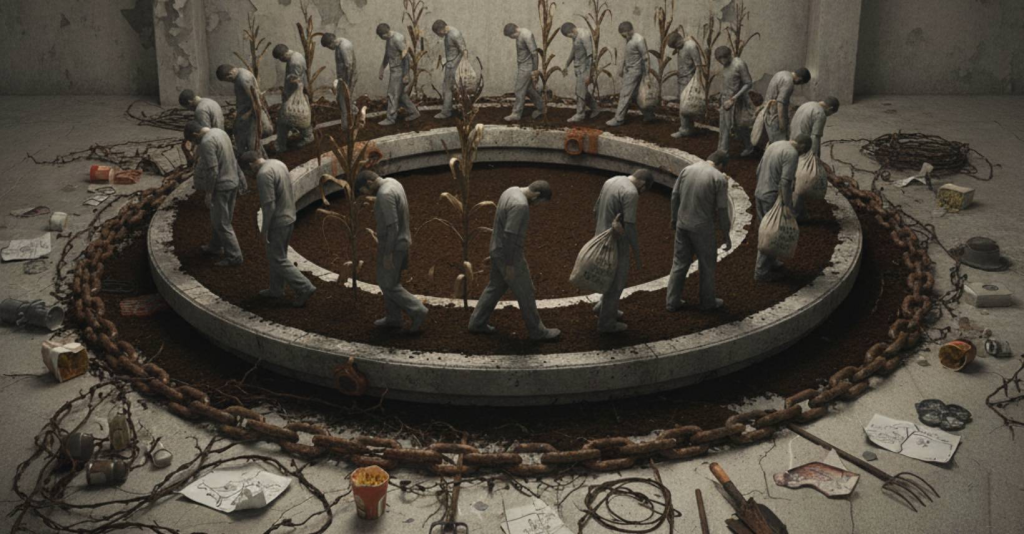 realidad del agricultor - interpretacion en imagen de agricultores sin ayuda verdadera y sin oportunidades