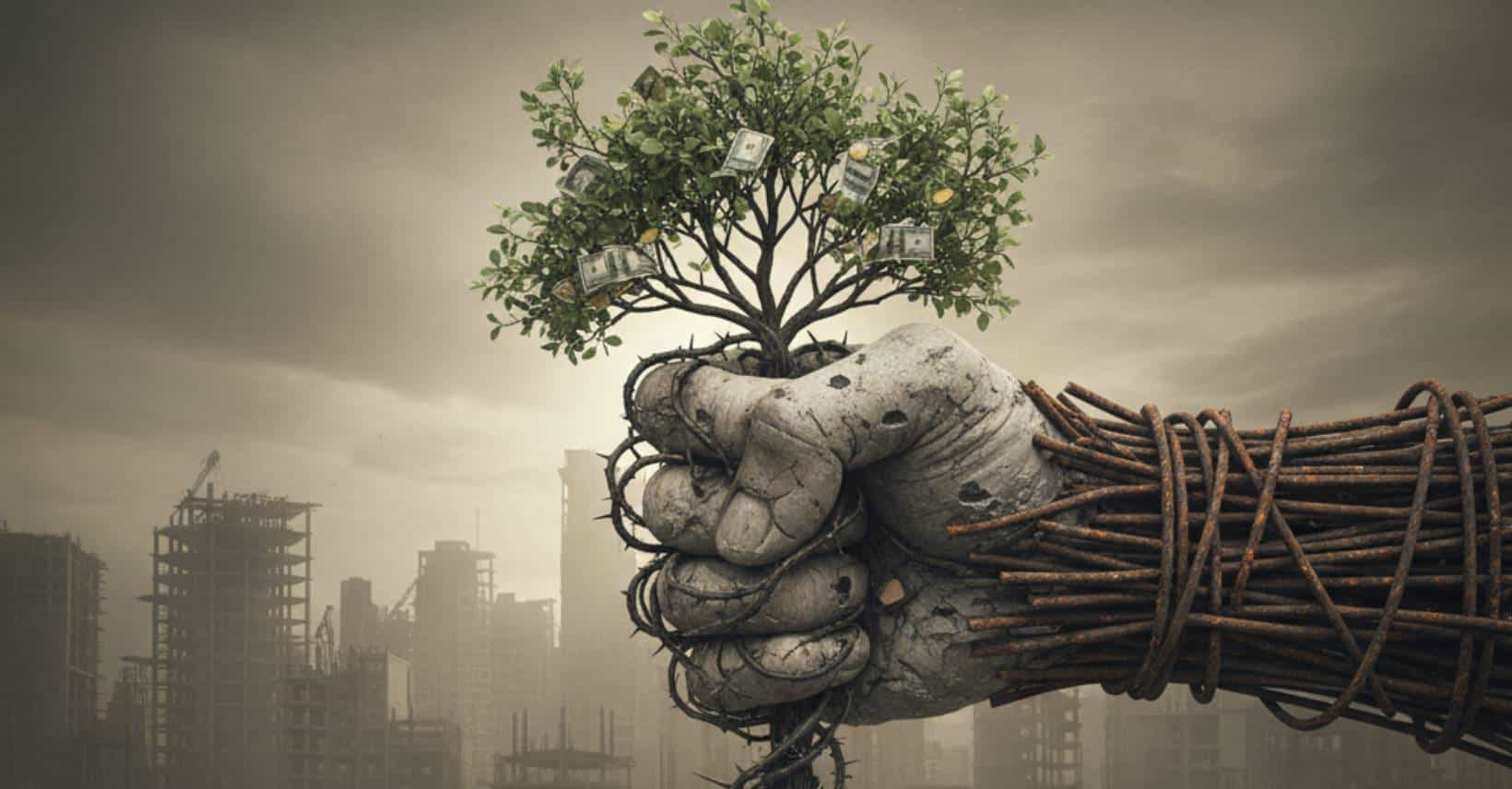 Realidad del Agricultor realidad del agricultor - una mano agarrando un arbol de modo de destruccion