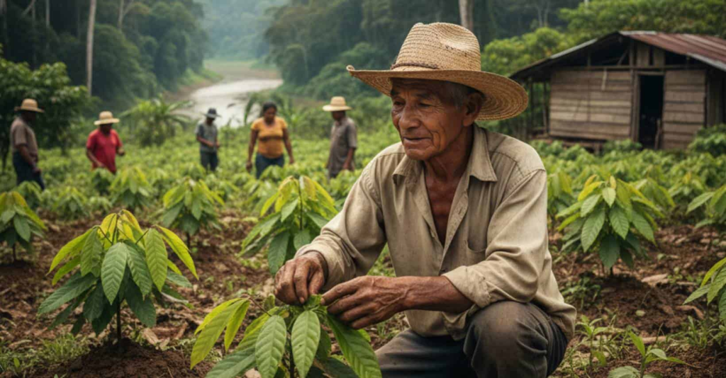 realidad del agricultor - agricultores revisando su siembra