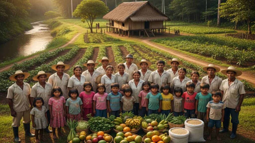 Los Agricultores que alimentan al mundo, familias de agricultores ordenados y felices por sus prodcutos