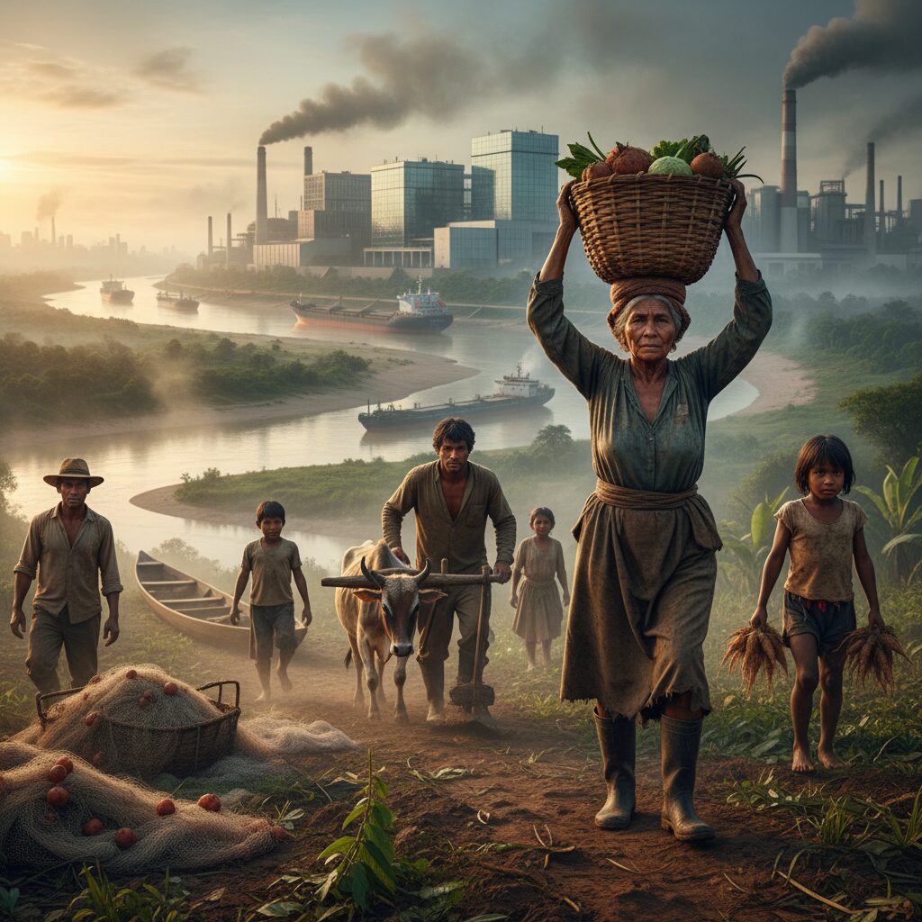 Los Agricultores que alimentan al mundo, familias de agricultores cargando sus productos